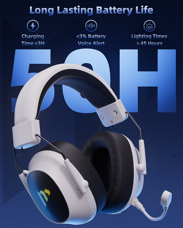 Mytrix Collapsible Wireless Tactical Gaming Headphones with Noise Cancelling Mic - Classic White Mytrix Collapsible Wireless Tactical Gaming Headphones with Noise Cancelling Mic - Classic White