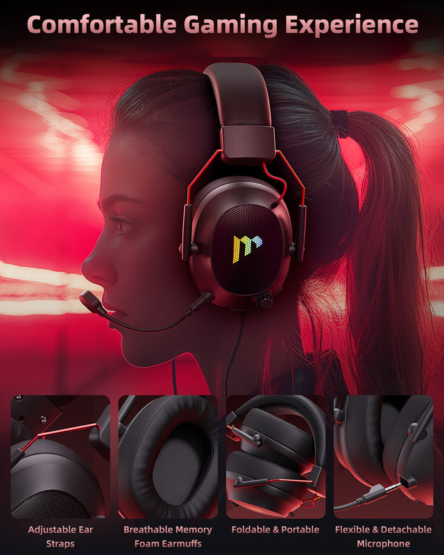 Mytrix Collapsible Wireless Tactical Gaming Headphones with Noise Cancelling Mic - Sleek Black Mytrix Collapsible Wireless Tactical Gaming Headphones with Noise Cancelling Mic - Sleek Black