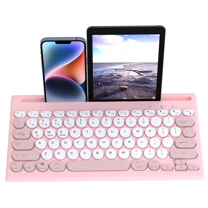 Mytrix Multi-Device Bluetooth Wireless Keyboard - Pink, with Easy-Switch for Up to 4 Devices, Laptop, Windows, Mac, Chrome OS, Android, iPadOS Mytrix Multi-Device Bluetooth Wireless Keyboard - Pink, with Easy-Switch for Up to 4 Devices, Laptop, Windows, Mac, Chrome OS, Android, iPadOS