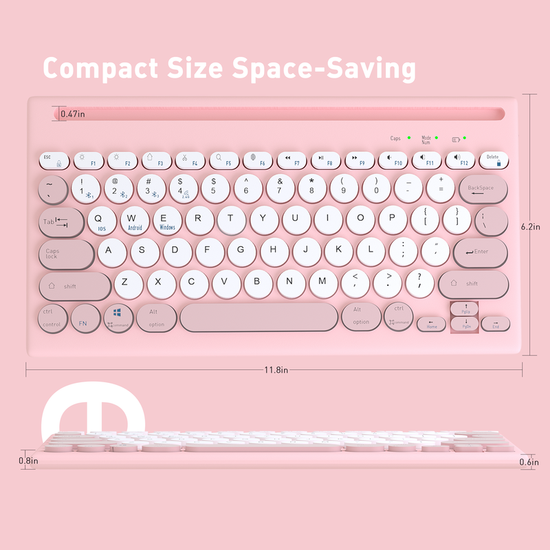 Mytrix Multi-Device Bluetooth Wireless Keyboard - Pink, with Easy-Switch for Up to 4 Devices, Laptop, Windows, Mac, Chrome OS, Android, iPadOS Mytrix Multi-Device Bluetooth Wireless Keyboard - Pink, with Easy-Switch for Up to 4 Devices, Laptop, Windows, Mac, Chrome OS, Android, iPadOS