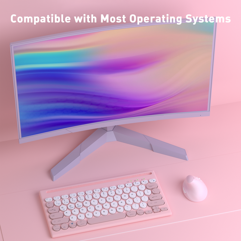 Mytrix Multi-Device Bluetooth Wireless Keyboard - Pink, with Easy-Switch for Up to 4 Devices, Laptop, Windows, Mac, Chrome OS, Android, iPadOS Mytrix Multi-Device Bluetooth Wireless Keyboard - Pink, with Easy-Switch for Up to 4 Devices, Laptop, Windows, Mac, Chrome OS, Android, iPadOS