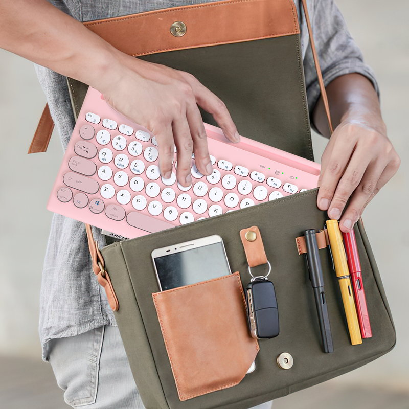 Mytrix Multi-Device Bluetooth Wireless Keyboard - Pink, with Easy-Switch for Up to 4 Devices, Laptop, Windows, Mac, Chrome OS, Android, iPadOS Mytrix Multi-Device Bluetooth Wireless Keyboard - Pink, with Easy-Switch for Up to 4 Devices, Laptop, Windows, Mac, Chrome OS, Android, iPadOS