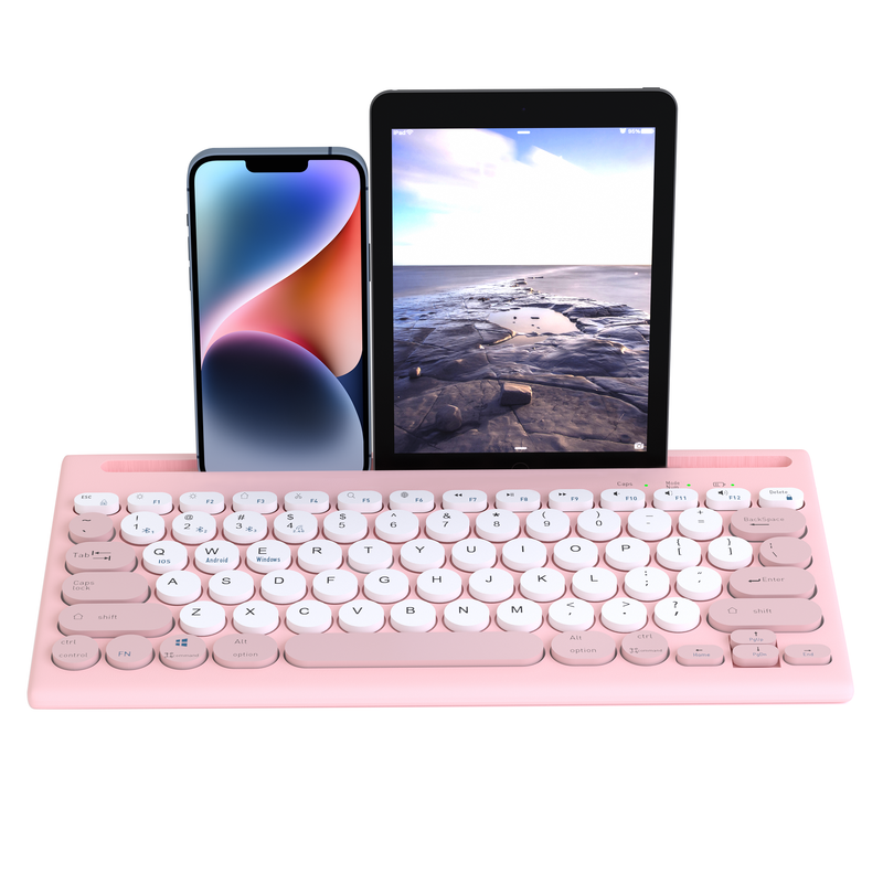 Mytrix Multi-Device Bluetooth Wireless Keyboard - Pink, with Easy-Switch for Up to 4 Devices, Laptop, Windows, Mac, Chrome OS, Android, iPadOS Mytrix Multi-Device Bluetooth Wireless Keyboard - Pink, with Easy-Switch for Up to 4 Devices, Laptop, Windows, Mac, Chrome OS, Android, iPadOS