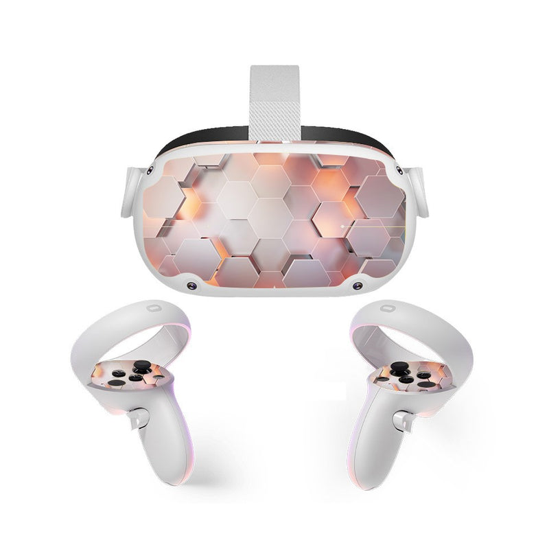 Mytrix Stickers Skin for Meta Quest 2 All-in-one VR Headset and Controllers, Virtual Reality Protective Decal Wrap Cover, Quest 2 Accessory - Honeycomb Orange Mytrix Stickers Skin for Meta Quest 2 All-in-one VR Headset and Controllers, Virtual Reality Protective Decal Wrap Cover, Quest 2 Accessory - Honeycomb Orange