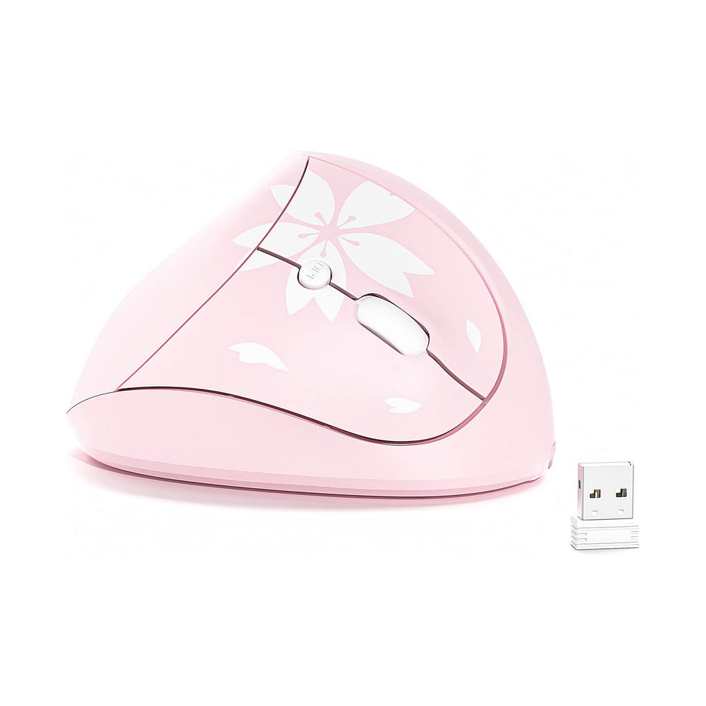 Mytrix Sakura Cherry Pink Wireless Ergonomic Vertical Mouse 
