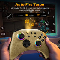 Mytrix Gold Glitter Wireless Pro RGB Controller with Programmable Back Buttons and Turbo