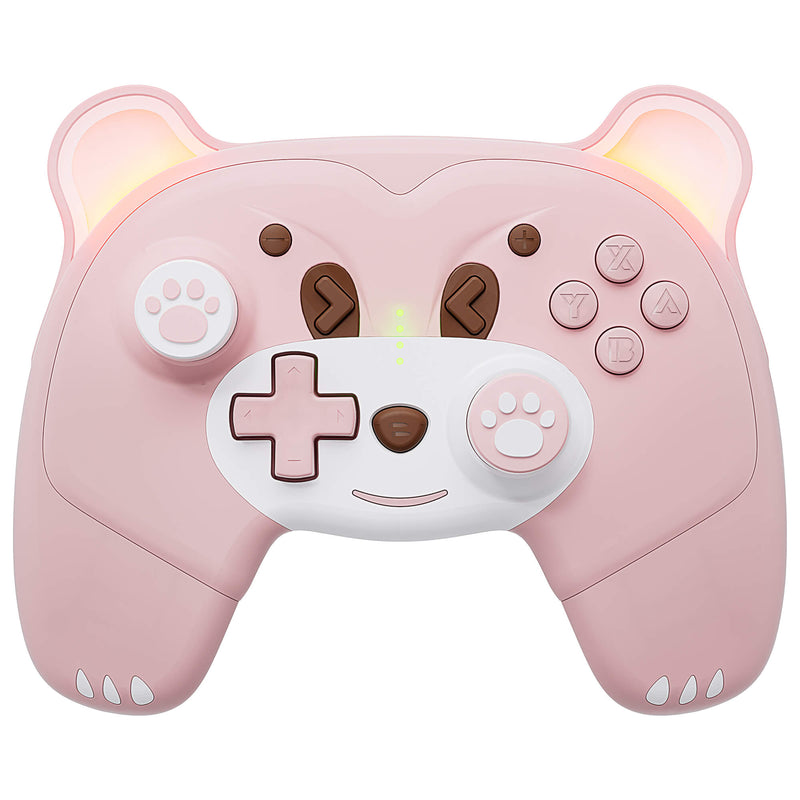 Mytrix Berry Pink Bear Wireless Switch Pro Controller with Macro Definition for Nintendo Switch, the Newest Switch OLED, and Switch Lite