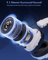 Mytrix Collapsible Wireless Tactical Gaming Headphones with Noise Cancelling Mic - Classic White