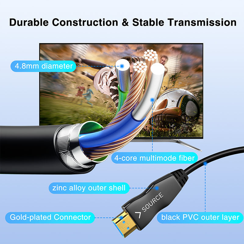 30M / 98 ft Fiber Optic 4K@60Hz HDMI 2.0 Active Optical Cable