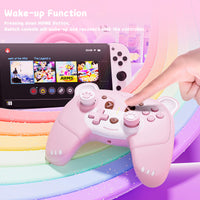 Mytrix Berry Pink Bear Wireless Switch Pro Controller with Macro Definition for Nintendo Switch, the Newest Switch OLED, and Switch Lite