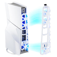 Cooling Fan for PS5 Slim Console, Mytrix External Fan Cooler for PS5 Slim with RGB Light, 3 Speeds & USB 3.0 Port, Quiet Cooling Fan for PS5 Slim Disc and Digital Editions-White