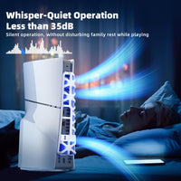 Cooling Fan for PS5 Slim Console, Mytrix External Fan Cooler for PS5 Slim with RGB Light, 3 Speeds & USB 3.0 Port, Quiet Cooling Fan for PS5 Slim Disc and Digital Editions-White