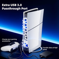 Cooling Fan for PS5 Slim Console, Mytrix External Fan Cooler for PS5 Slim with RGB Light, 3 Speeds & USB 3.0 Port, Quiet Cooling Fan for PS5 Slim Disc and Digital Editions-White