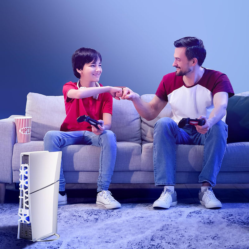 Cooling Fan for PS5 Slim Console, Mytrix External Fan Cooler for PS5 Slim with RGB Light, 3 Speeds & USB 3.0 Port, Quiet Cooling Fan for PS5 Slim Disc and Digital Editions-White