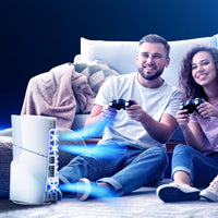 Cooling Fan for PS5 Slim Console, Mytrix External Fan Cooler for PS5 Slim with RGB Light, 3 Speeds & USB 3.0 Port, Quiet Cooling Fan for PS5 Slim Disc and Digital Editions-White