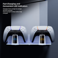 PS5 Wall Mount Kit with Charging Station, Compatible with PS5 Disc & Digital Version, Dual Use Charging Station with Multi-Mode RGB Light