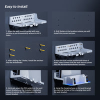 PS5 Wall Mount Kit with Charging Station, Compatible with PS5 Disc & Digital Version, Dual Use Charging Station with Multi-Mode RGB Light