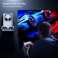 PS5 Wall Mount Kit with Charging Station, Compatible with PS5 Disc & Digital Version, Dual Use Charging Station with Multi-Mode RGB Light
