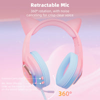 Mytrix Cat Ear Gaming Headset with 360° Rotation Microphone Compatible