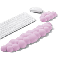 Cloud Keyboard Wrist Rest Set Pink, Desk Cloud Wrist Pad, Ergonomic Memory Foam Wrist Support Mouse Pad for Typing Pain Relief, Non-Slip Base for Home Office Computer Laptop Gaming