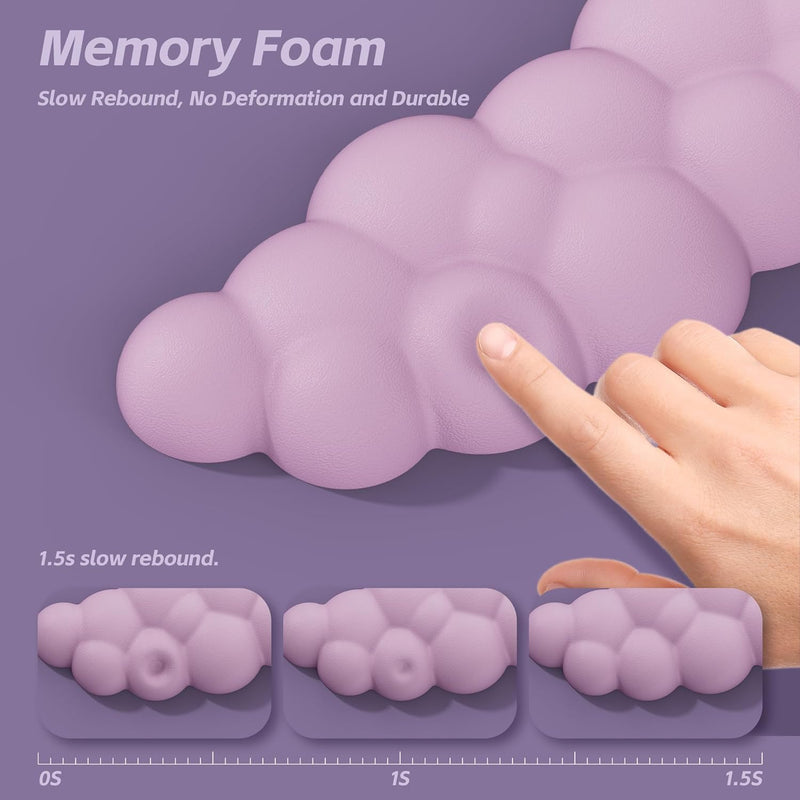 Cloud Keyboard Wrist Rest Set Pink, Desk Cloud Wrist Pad, Ergonomic Memory Foam Wrist Support Mouse Pad for Typing Pain Relief, Non-Slip Base for Home Office Computer Laptop Gaming