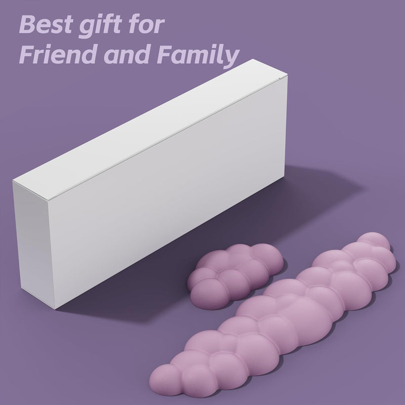 Cloud Keyboard Wrist Rest Set Pink, Desk Cloud Wrist Pad, Ergonomic Memory Foam Wrist Support Mouse Pad for Typing Pain Relief, Non-Slip Base for Home Office Computer Laptop Gaming