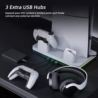 Cooling Station for 2023 New PS5 Slim Console with 3 USB Ports-White