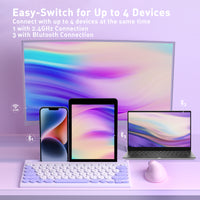 Mytrix Multi-Device Bluetooth Wireless Keyboard - Purple, with Easy-Switch for Up to 4 Devices, Laptop, Windows, Mac, Chrome OS, Android, iPadOS