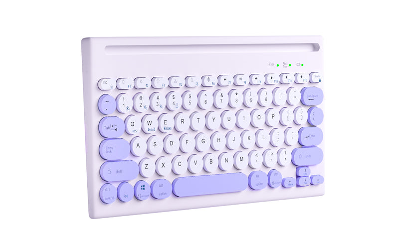 Mytrix Multi-Device Bluetooth Wireless Keyboard - Purple, with Easy-Switch for Up to 4 Devices, Laptop, Windows, Mac, Chrome OS, Android, iPadOS