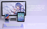 Mytrix Multi-Device Bluetooth Wireless Keyboard - Purple, with Easy-Switch for Up to 4 Devices, Laptop, Windows, Mac, Chrome OS, Android, iPadOS
