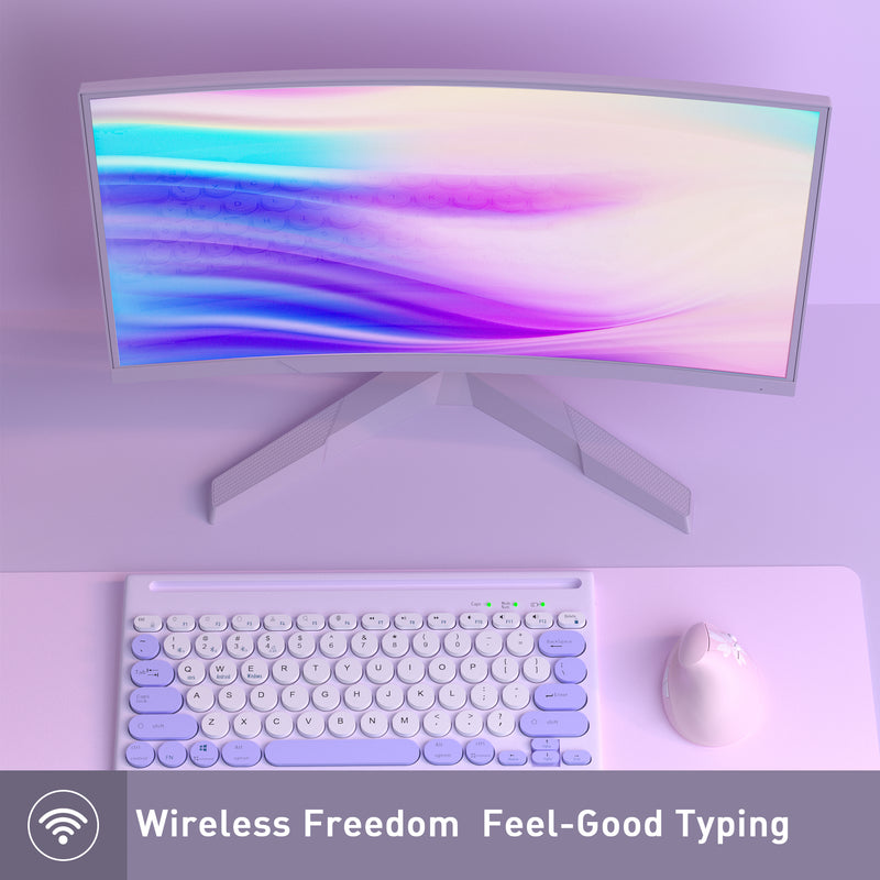 Mytrix Multi-Device Bluetooth Wireless Keyboard - Purple, with Easy-Switch for Up to 4 Devices, Laptop, Windows, Mac, Chrome OS, Android, iPadOS
