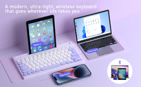 Mytrix Multi-Device Bluetooth Wireless Keyboard - Purple, with Easy-Switch for Up to 4 Devices, Laptop, Windows, Mac, Chrome OS, Android, iPadOS