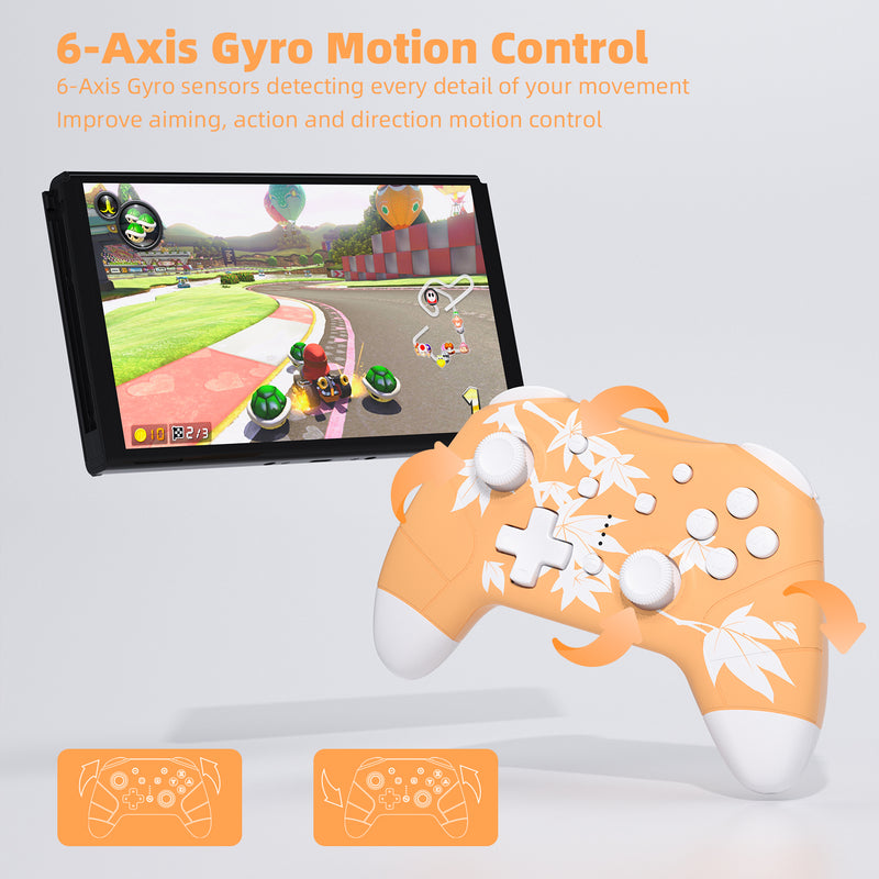 Mytrix Maple Yellow Wireless Switch Pro Controller for Nintendo Switch, the Newest Switch OLED, and Switch Lite