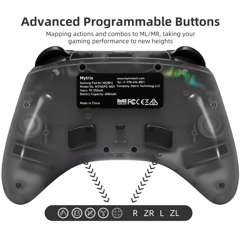 Mytrix Zero-Kirin Wireless Pro RGB Controller With Programmable Back Buttons And Turbo