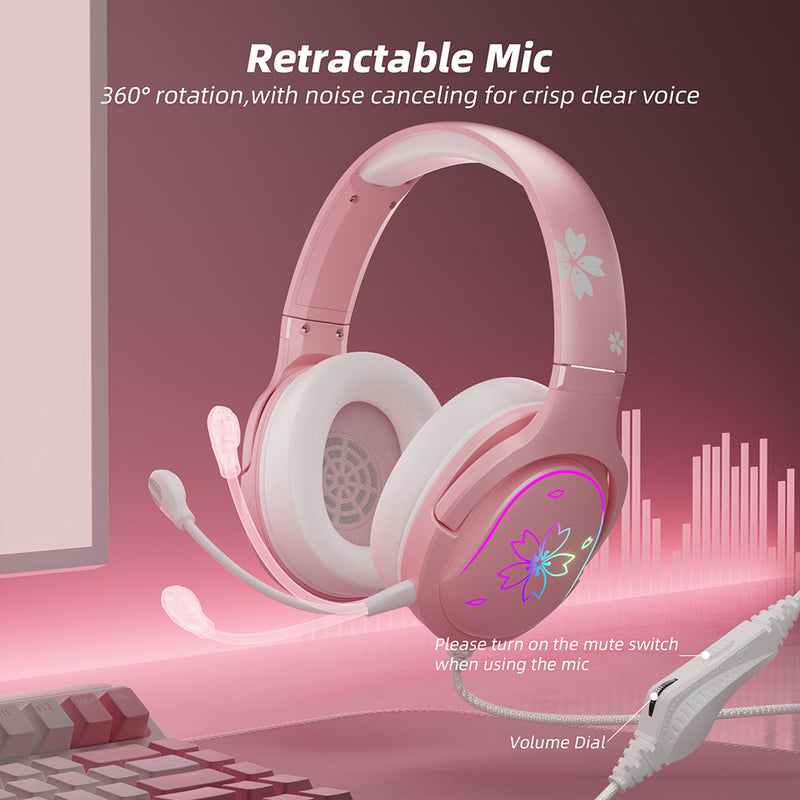 Mytrix Sakura Pink Rgb Gaming Headset With Mic Cherry Gradient Rgb Mytrix Direct 6285