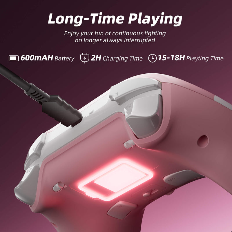 Mytrix Wireless Pro Controllers with Charging Dock, Sakura Pink Blueto ...