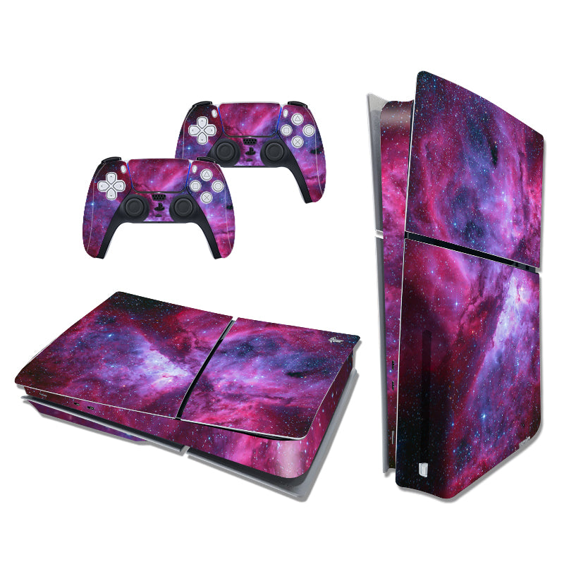 Durable Vinyl Decal Easy Apply Style Wrap Stickers for PS5 Slim Disc Version - Cosmic Galaxy