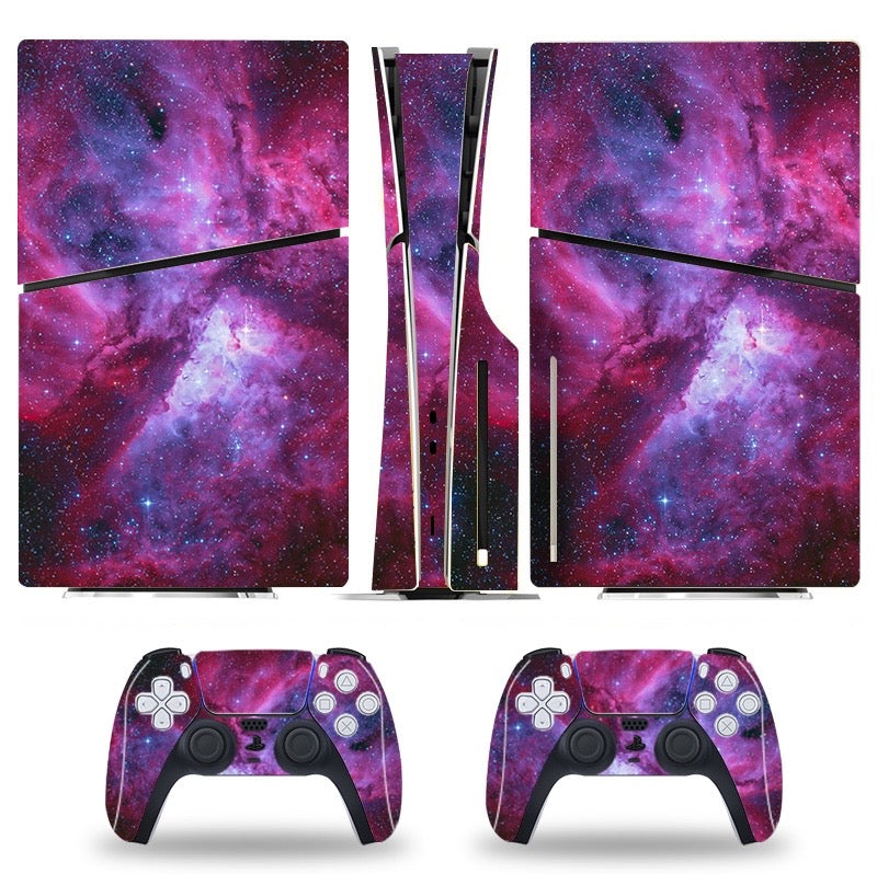 Durable Vinyl Decal Easy Apply Style Wrap Stickers for PS5 Slim Disc Version - Cosmic Galaxy
