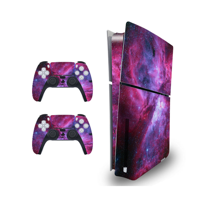 Durable Vinyl Decal Easy Apply Style Wrap Stickers for PS5 Slim Disc Version - Cosmic Galaxy