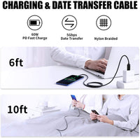 Mytrix USB C to USB C 60W Cable 2-Pack (6FT & 10FT)