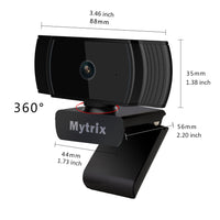 Mytrix AutoFocus Full HD 1080P Webcam, Built-in Noise Cancelling Mic, USB Webcam for Windows Mac PC Laptop Desktop Video Calling Recording Conferencing Streaming, Skype Zoom Facebook Youtube Black