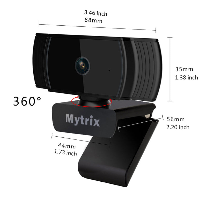 Mytrix AutoFocus Full HD 1080P Webcam, Built-in Noise Cancelling Mic, USB Webcam for Windows Mac PC Laptop Desktop Video Calling Recording Conferencing Streaming, Skype Zoom Facebook Youtube Black