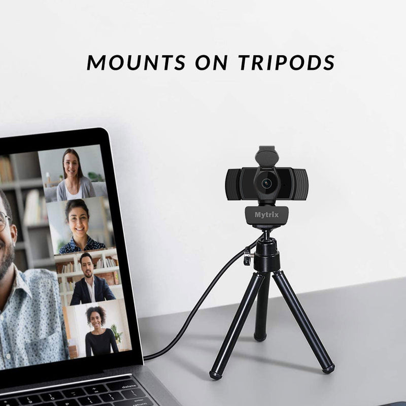 Mytrix Auto Focus Full HD 1080P Webcam with Privacy Cover, Built-in Noise Cancelling Mic, USB Webcam for Windows Mac PC Laptop Desktop Video Calling Conferencing Streaming, Skype Zoom Facebook YouTube Black