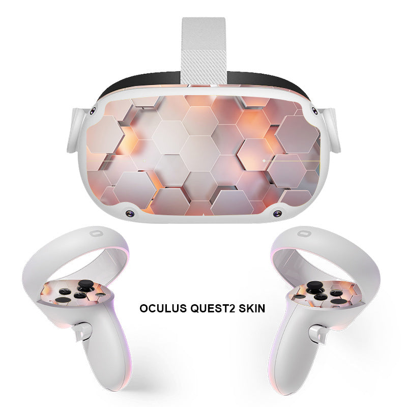Mytrix Stickers Skin for Meta Quest 2 All-in-one VR Headset and Controllers, Virtual Reality Protective Decal Wrap Cover, Quest 2 Accessory - Honeycomb Orange