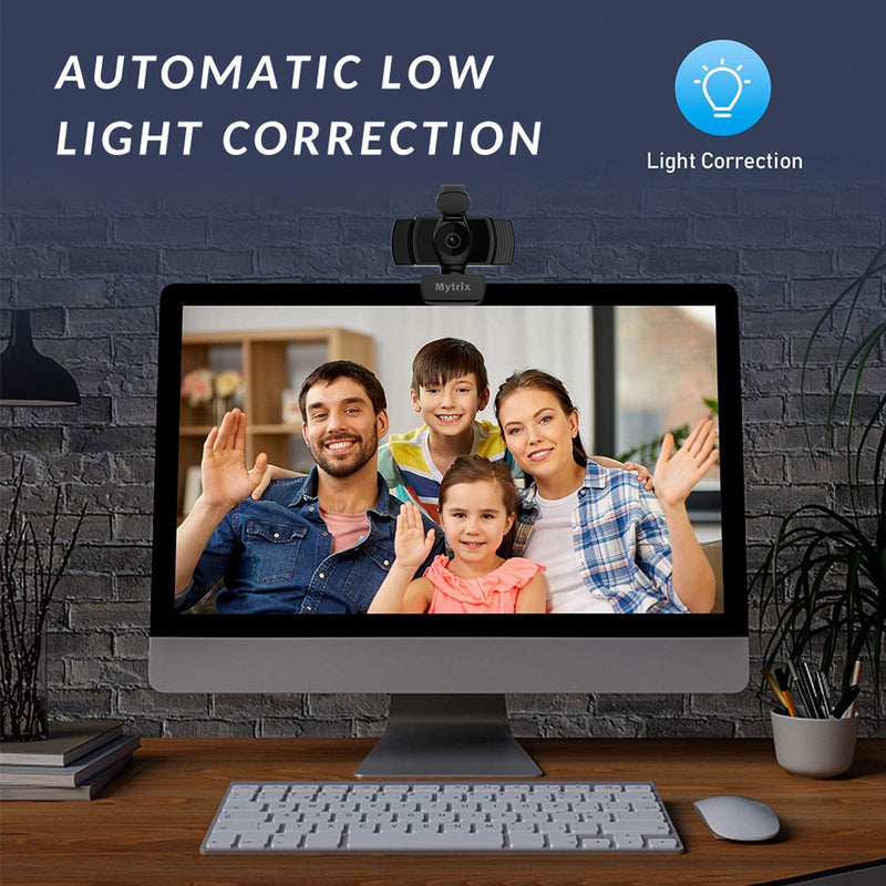 Mytrix Auto Focus Full HD 1080P Webcam with Privacy Cover, Built-in Noise Cancelling Mic, USB Webcam for Windows Mac PC Laptop Desktop Video Calling Conferencing Streaming, Skype Zoom Facebook YouTube Black