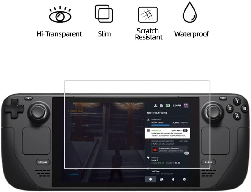 Mytrix Steam Deck Tempered Glass Screen Protector USB Extension Hub Bundle, 9H Anti-Scratch Protector with 5-in-1 Fast Charging Type C Hub