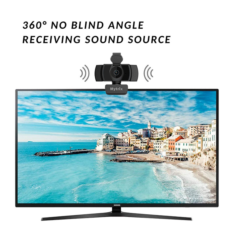 Mytrix Auto Focus Full HD 1080P Webcam with Privacy Cover, Built-in Noise Cancelling Mic, USB Webcam for Windows Mac PC Laptop Desktop Video Calling Conferencing Streaming, Skype Zoom Facebook YouTube Black