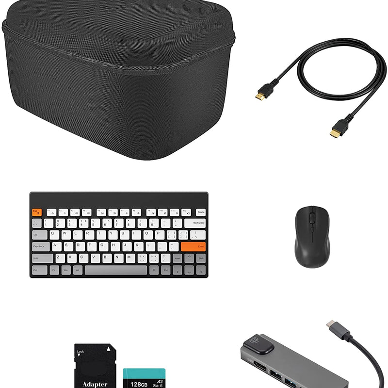 Steam Deck Travel Accessories 6-IN-1 Complete Set Mytrix Hard Carrying Storage All Protective Anti Shock Messenger Bag Soft Lining Fit Steam Deck Console, Charger & Accs (Colorful Keyboard & SD Card)