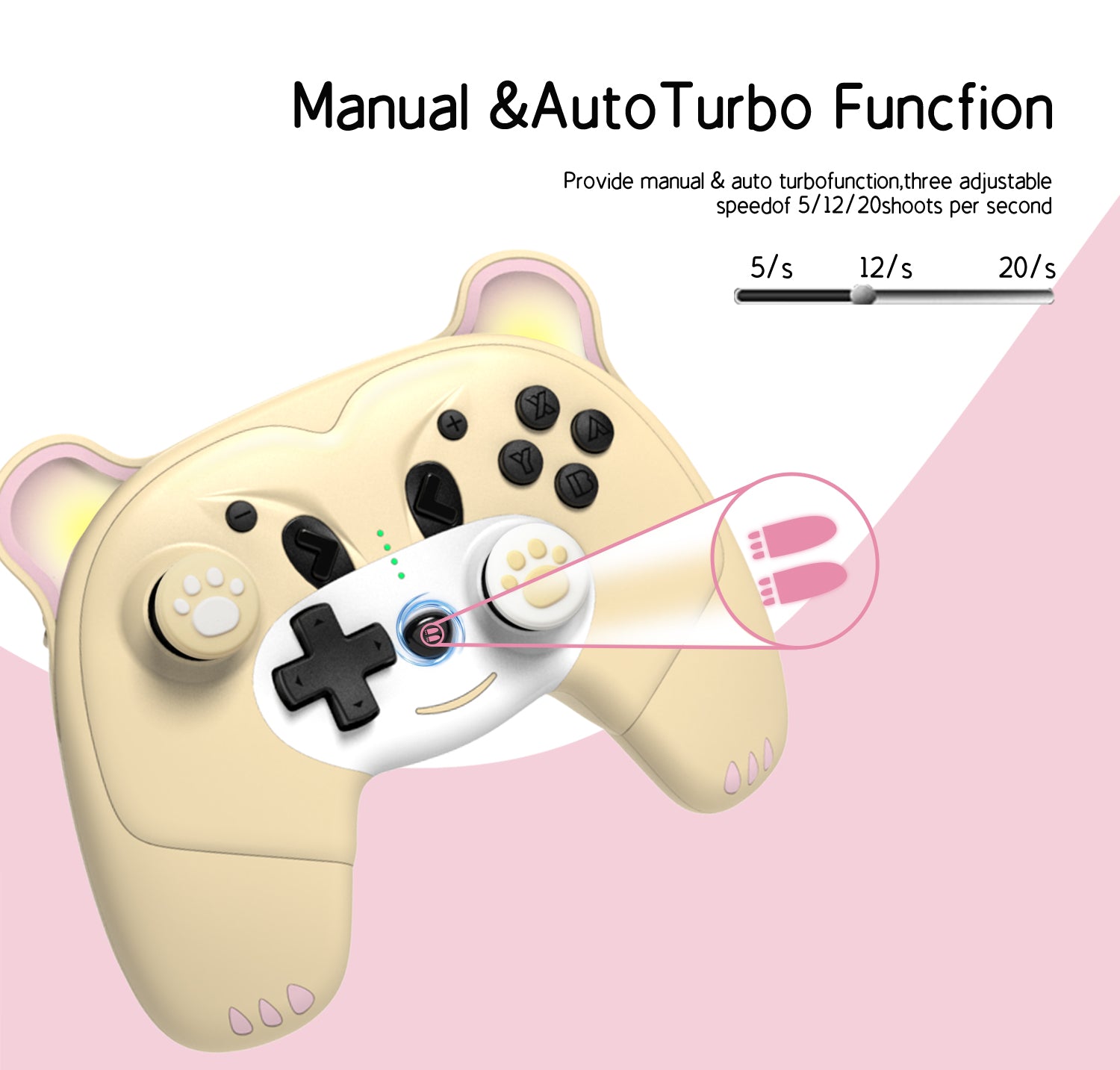 Mytrix Perry the Yellow Bear Wireless Switch Pro Controller with Macro ...