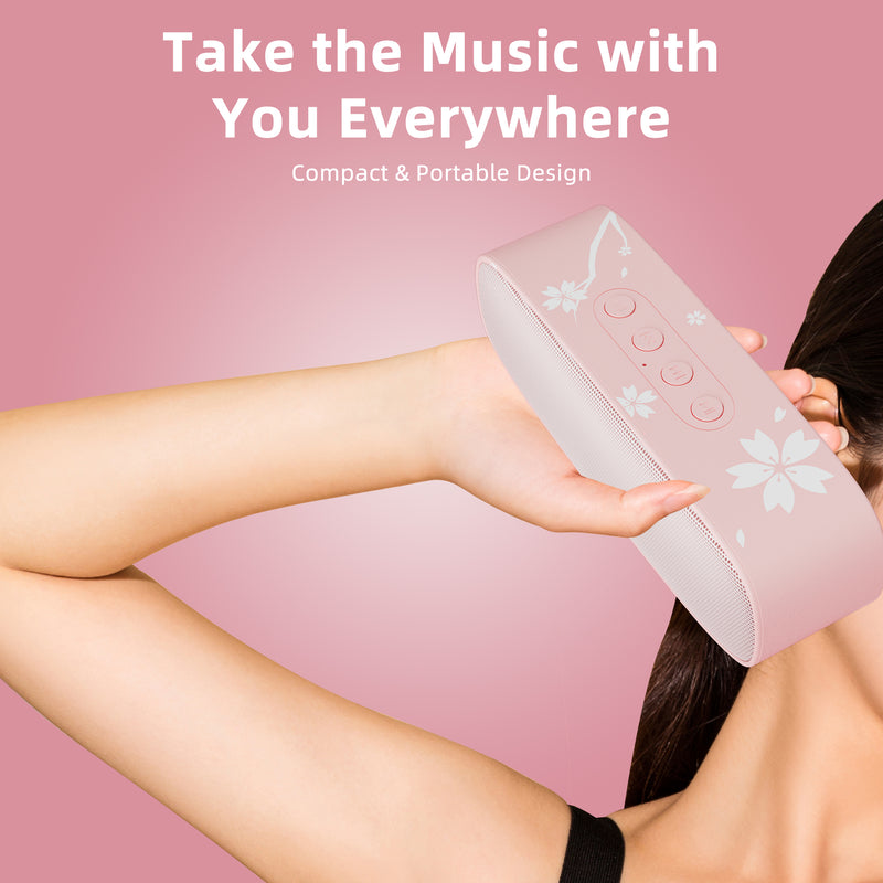 Wireless Pink Bluetooth speaker with cherry flower